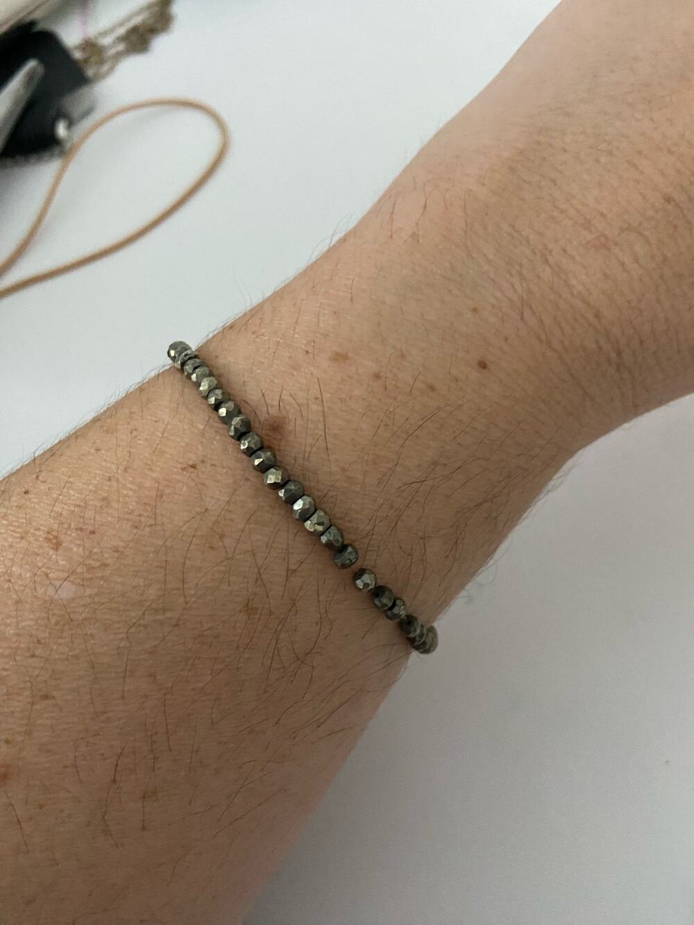 dark gray glass bead bracelet
